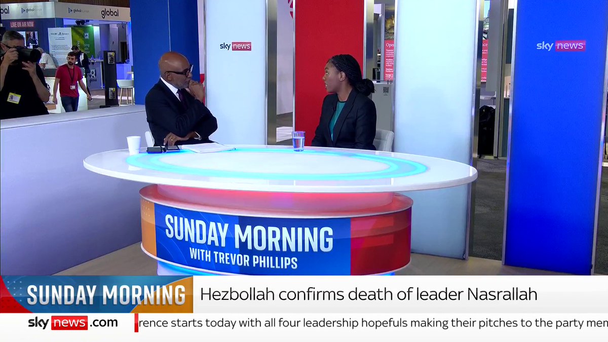 'I think what Israel did was extraordinary' Kemi Badenoch says she 'would be congratulating Prime Minister Netanyahu' if she was the Conservative leader following the death of Hassan Nasrallah #TrevorPhillips 📺 Sky 501