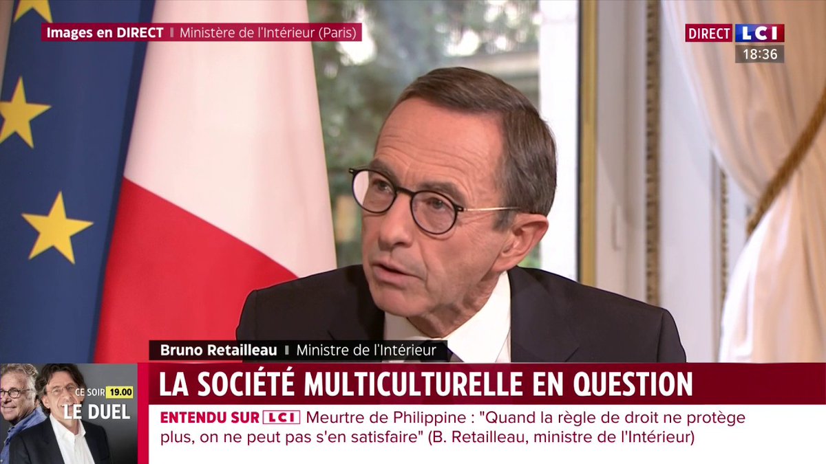 🔴 Bruno Retailleau (Bruno Retailleau) face à Darius Rochebin 🗣️ "Je pense qu'une société multiculturelle comporte des risques de devenir une société multiraciste (...) Dans l'espace public, c'est la République." ⤵️