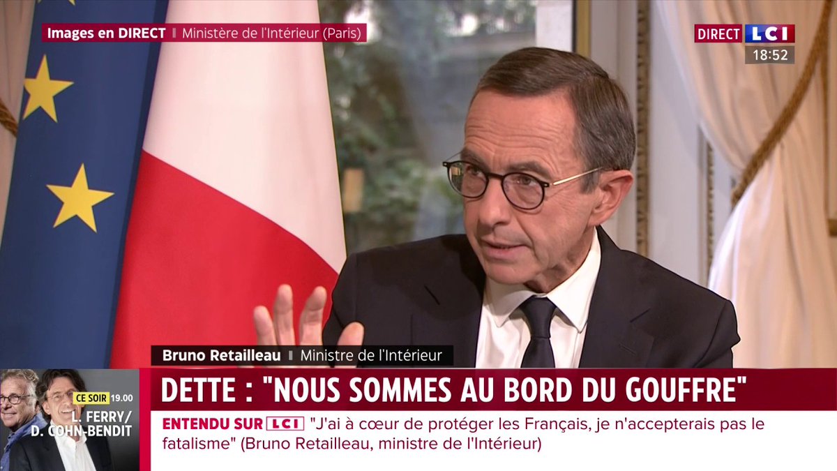 🔴 Bruno Retailleau (Bruno Retailleau) face à Darius Rochebin 🗣️ Dette : "Nous sommes au bord du gouffre (...) C'est un problème de souveraineté." ⤵️