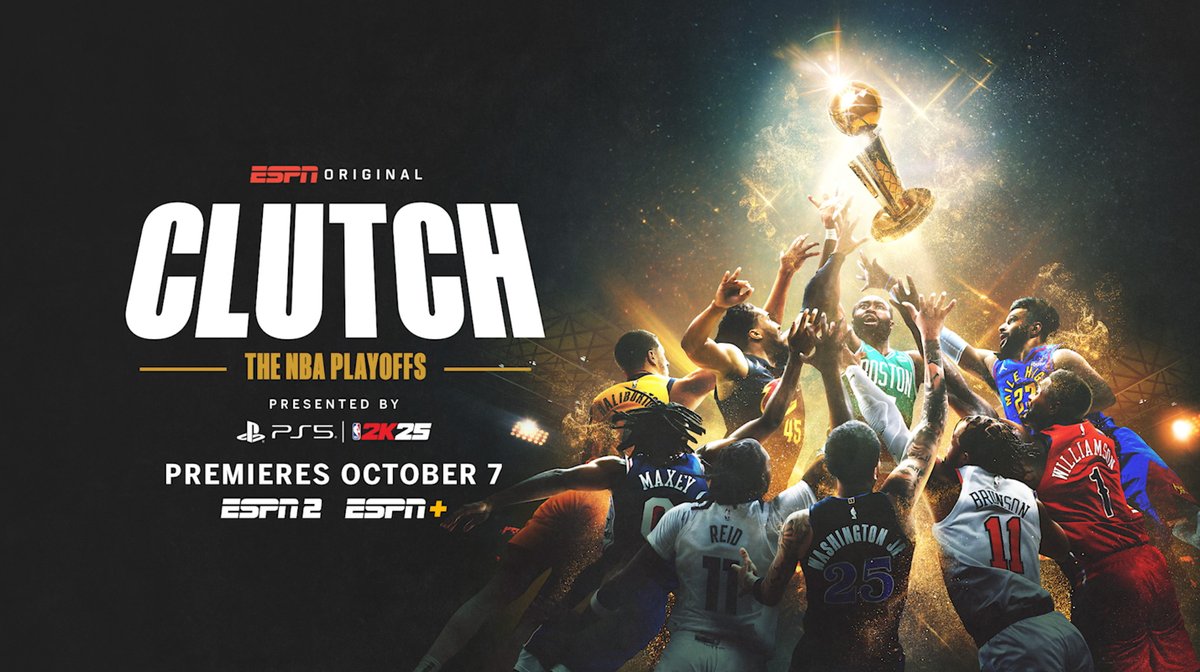 New ESPN Original Series 'Clutch: The NBA Playoffs' chronicles '24 #NBAPlayoffs Ft. Zion Williamson, Tyrese Maxey, Jalen Brunson, Tyrese Haliburton, P.J. Washington, Jaylen Brown & more 🏀 Premieres 10/7 | 11:30p ET | ESPN2 🏀 10/8 | 12:30a ET | ESPN+ 🔗