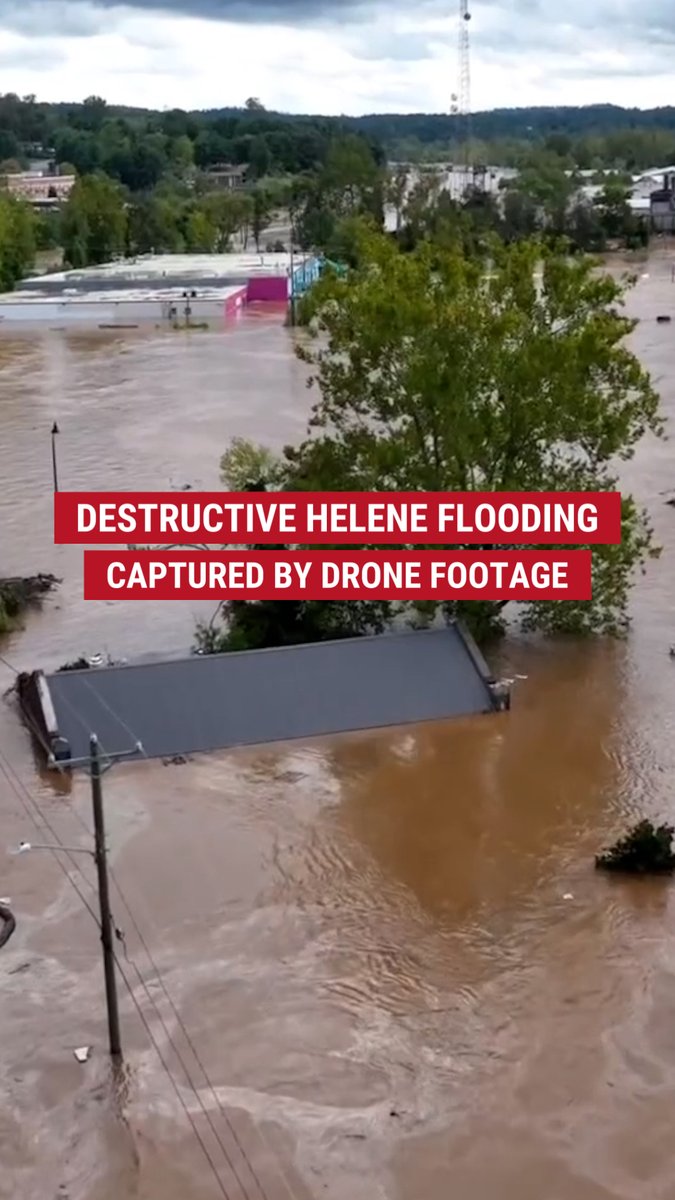 WATCH: Drone footage shows the devastating, widespread flooding and damage in Asheville, North Carolina as rescue efforts desperately unfold. More than 100 people have died in several states across the Southeast since Hurricane Helene made landfall last week.