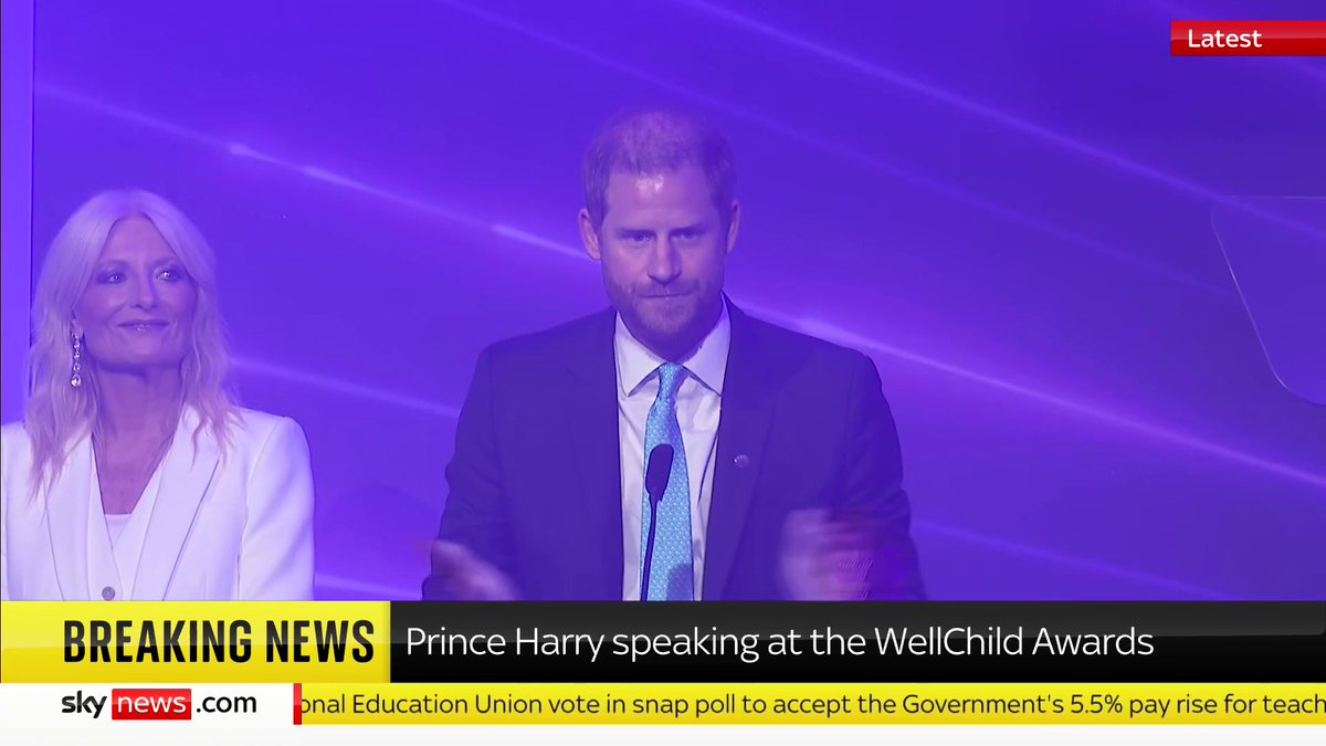 "You little legends" Prince Harry has been speaking at the WellChild Awards today. 📺 Sky 501, Virgin 602, Freeview 233 and YouTube