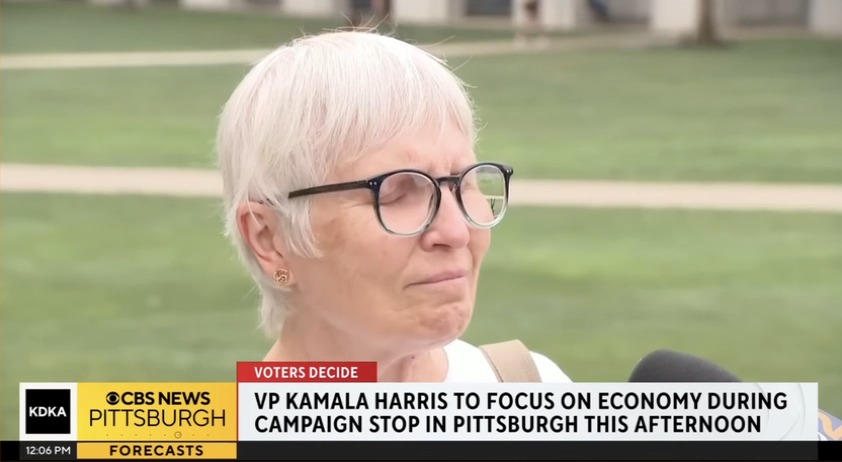Pennsylvania voter: Kamala Harris is just wonderful. She's smart. I'm all for her. Q: Do you agree with her economic proposals? Pennsylvania voter: I do