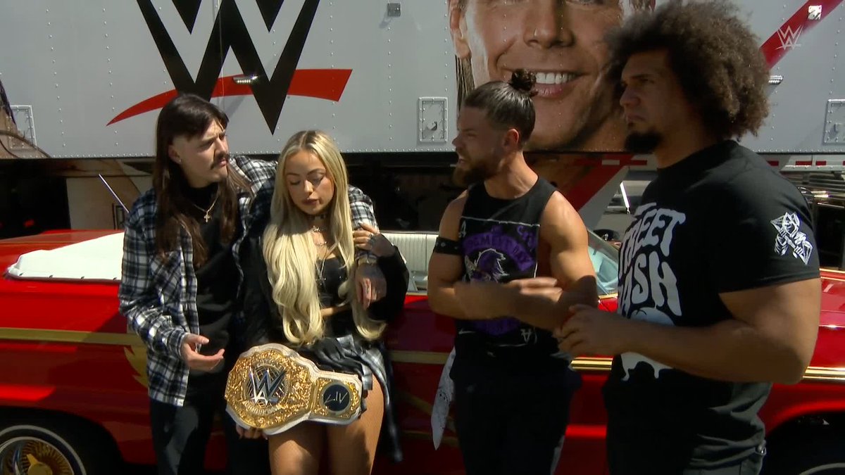 The Judgment Day is planning some business for tonight as they hang around the Lucha Low Rider... 👀 MATTEL #WWERaw