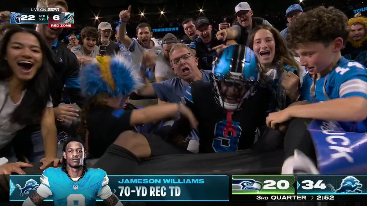 JAMESON WILLIAMS 70-YARD TOUCHDOWN RIGHT AFTER THE SEAHAWKS SCORED 💨 #SEAvsDET | ABC, ESPN+