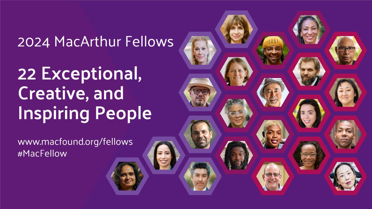 🎉 Meet the 2024 MacArthur Fellows! These 22 exceptionally creative individuals redefine their fields with imagination and intention. They shift how we connect to one another, through our shared history and our stories. #MacFellow
