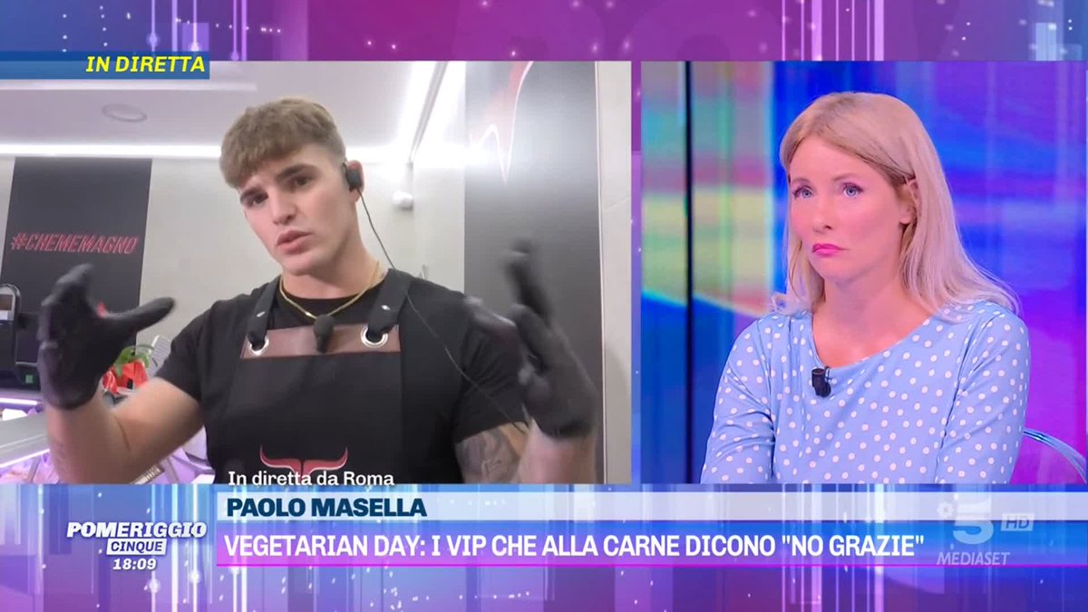 "Io vegetariano? Impossibile" Paolo Masella, dal #GrandeFratello alla macelleria #Pomeriggio5