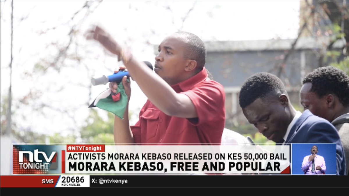 Morara Kebaso, Free And Popular: Police officers lob teargas canisters at activist Morara Kebaso after he was released on bail. Morara says no amount of intimidation or harassment will silence him. #NTVTonight TheNinaShaban James Smart