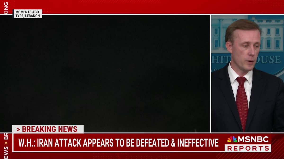 "Obviously, this is a significant escalation by Iran... And it is equally significant that we were able to step up with Israel and create a situation in which no one was killed..." National Security Advisor Jake Sullivan speaks at the WH after Iran's missile attack on Israel.
