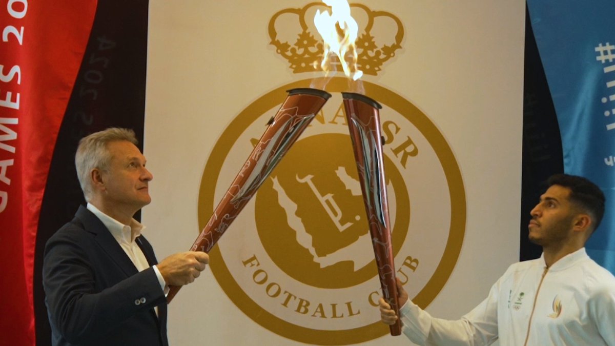 في مقـر صناعة الأبطال 🤩 #النصر يستقبل شعلة #دورة_الألعاب_السعودية دورة الألعاب السعودية 💛 #بيننا_أبطال | #SaudiGames