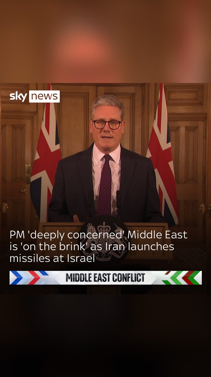 Prime Minister Sir Keir Starmer has 'utterly condemned' Iran's attempt 'to harm innocent Israelis' and to 'push the region ever-closer to the brink'. Israel has vowed 'there will be repercussions' after Iran launched missiles at the country.
