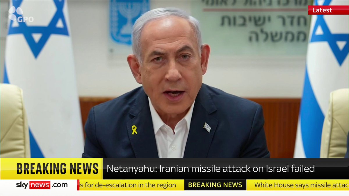 "Iran made a big mistake tonight - and it will pay for it," Israel's Prime Minister Benjamin Netanyahu has said. Nearly 200 missiles have been launched into Israel from Iran, according to the Israeli military. 📺 Sky 501