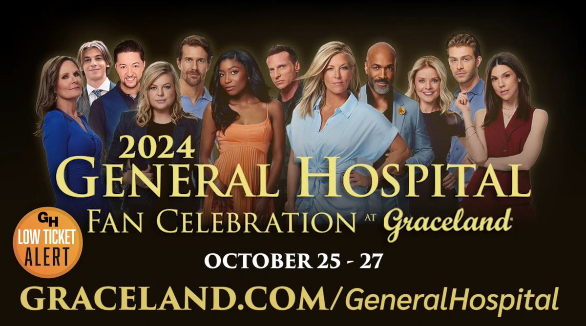 LOW TICKET ALERT: Time is running out to secure your spot at this year's #GH Fan Celebration! Join us at Graceland for another unforgettable weekend (October 25-27th) featuring photos, autographs and much more. 🎶 Click the link for more information: