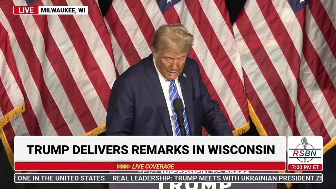 A feeble Trump struggles to read his handler-written script: “And out— outsource, uhhh— we’re gonna outsource... and outscore... I guess”