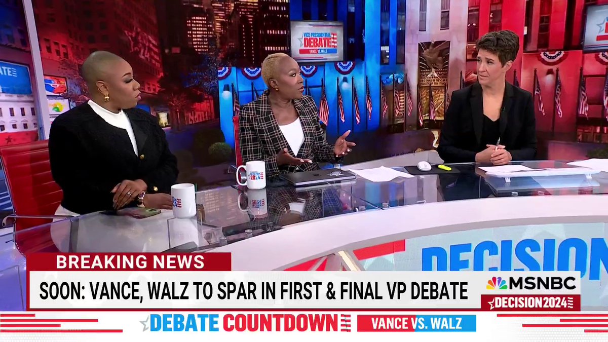 Joy Reid on #VPDebate2024: "Most people are going to relate to the Coach a lot more than they relate to the Yalie."