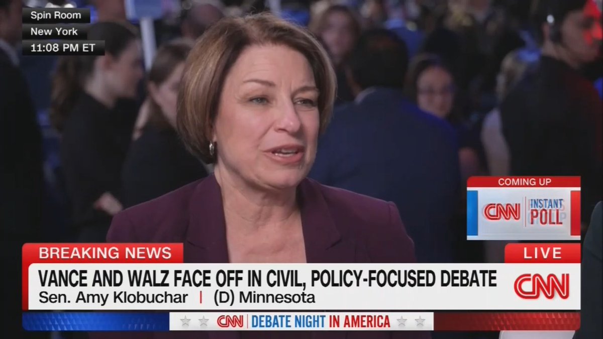 Sen. Amy Klobuchar: Governor Walz made a strong case on the Affordable Care Act. JD Vance was sitting there talking about preexisting conditions when it was, in fact, the Affordable Care Act that has given the American people that protection. And it's Donald Trump trying to repeal it