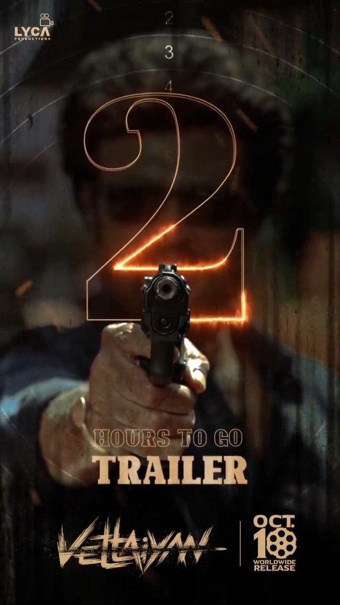 Just 2 hours left! ⏰ The VETTAIYAN 🕶️ trailer is almost here! 🤩 Brace yourselves for the ultimate hunt, coming your way! 🔥 Tamil Trailer - Sun TV Telugu Trailer - Gemini TV Kannada Trailer - udayaTV Hindi Trailer - Sony Music India #Vettaiyan 🕶️ Releasing on 10th October in Tamil, Telugu, Hindi & Kannada! Rajinikanth Amitabh Bachchan Gnanavel Anirudh Ravichander Lyca Productions #Subaskaran GKM Tamil Kumaran #FahadhFaasil Rana Daggubati @ManjuWarrier4 Abhirami Ritika Singh Dushara S.R.Kathir ISC Kadhirr Philomin Raj AnbAriv #DineshMaster Sony Music South India Red Giant Movies Sun TV RIAZ K AHMED V4U Media AIM PRO #வேட்டையன் 🕶️ #VettaiyanTheHunter 🕶️ #VettaiyanFromOct10
