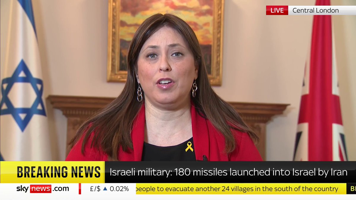 "No country can tolerate 180 missiles targeting civilians," says Israeli Ambassador to the UK, Tzipi Hotovely, who adds that Israel will respond with "military action" in order to "restore peace to our people." 📺 Sky 501, Virgin 602, Freeview 233 and YT