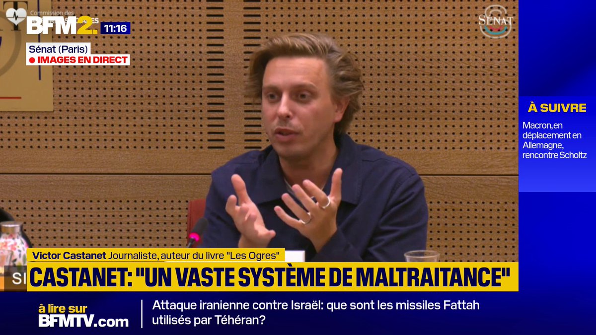 Victor Castanet décrit au Sénat le système des crèches privées qui maltraitent des bébés pour du fric. Que la honte poursuive Aurore Bergé qui s’est rendue complice de ça.