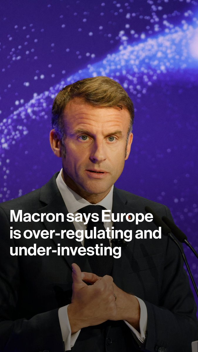 French President Emmanuel Macron delivered a pessimistic outlook for the European Union, warning that lack of investment and too much regulation would make the bloc uncompetitive