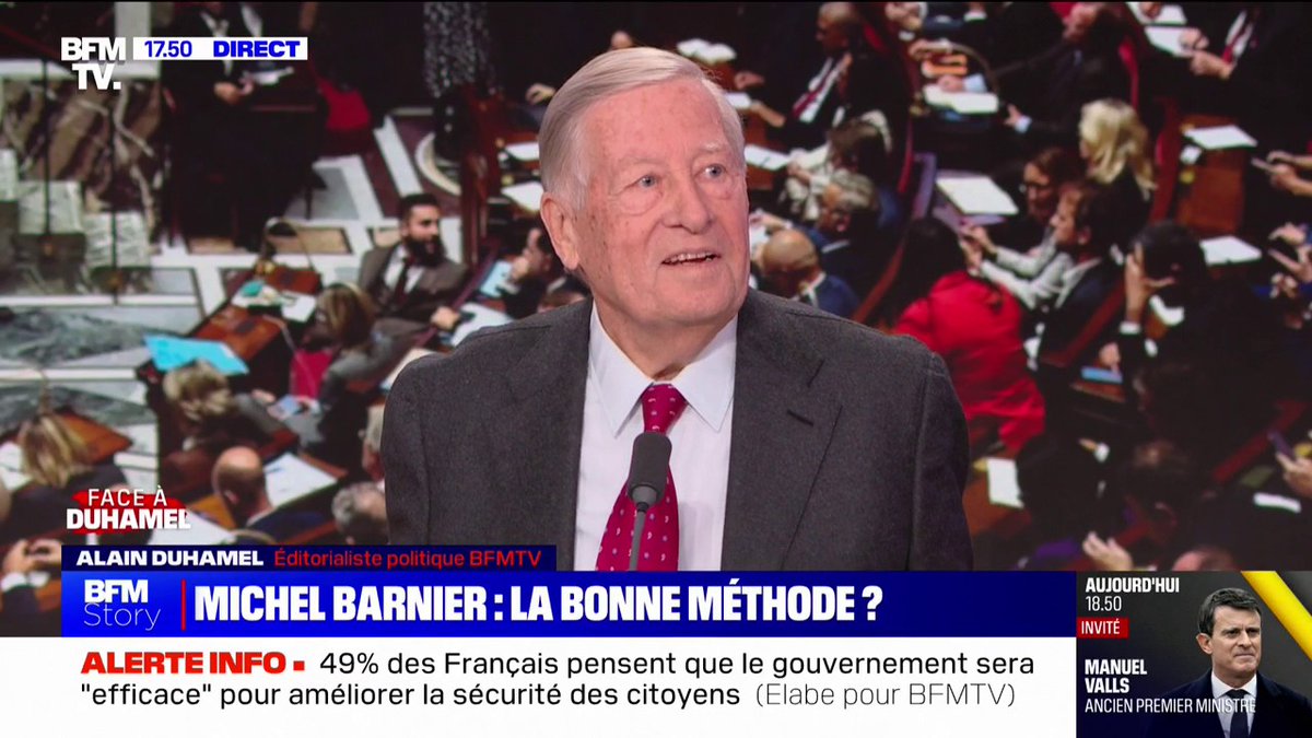 Michel Barnier: "Il parle comme un évêque, avec la sagesse, avec une certaine hauteur de vue, avec une forme d'autorité bienveillante (...) ça n'est pas brillant mais c'est intelligent"