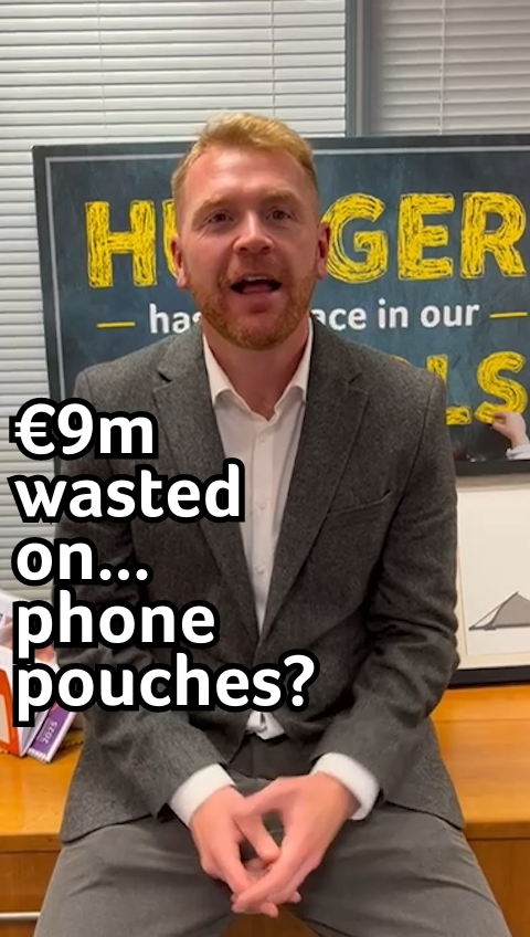 The bike shelter, the security hut, and now €9,000,000 worth of phone pouches - a Government defined by wasting public money. Why not just put a box or a locker in each classroom and spend those millions where it counts: a DEIS Plus scheme, SNAs, special schools and capitation?