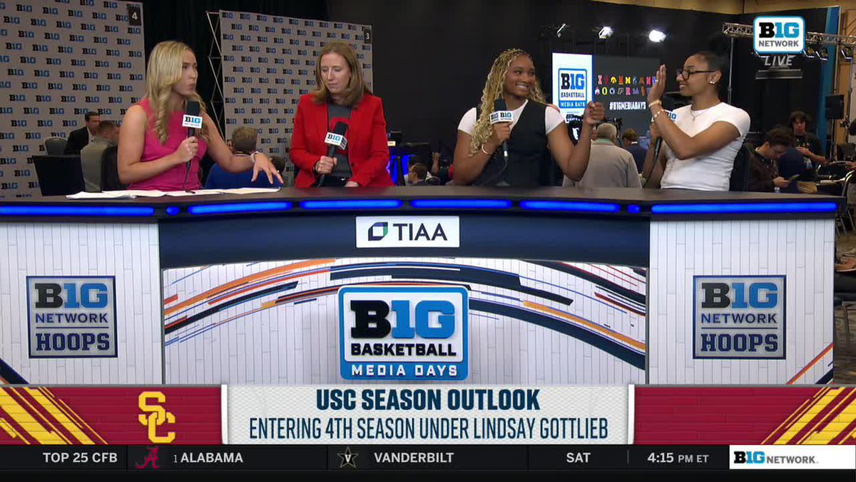 Don't worry, USC Women's Basketball stars Kiki Iriafen and JUJU WATKINS will have plenty of chances to work on the handshake 🤭 #B1GMediaDays x #B1GWBBall