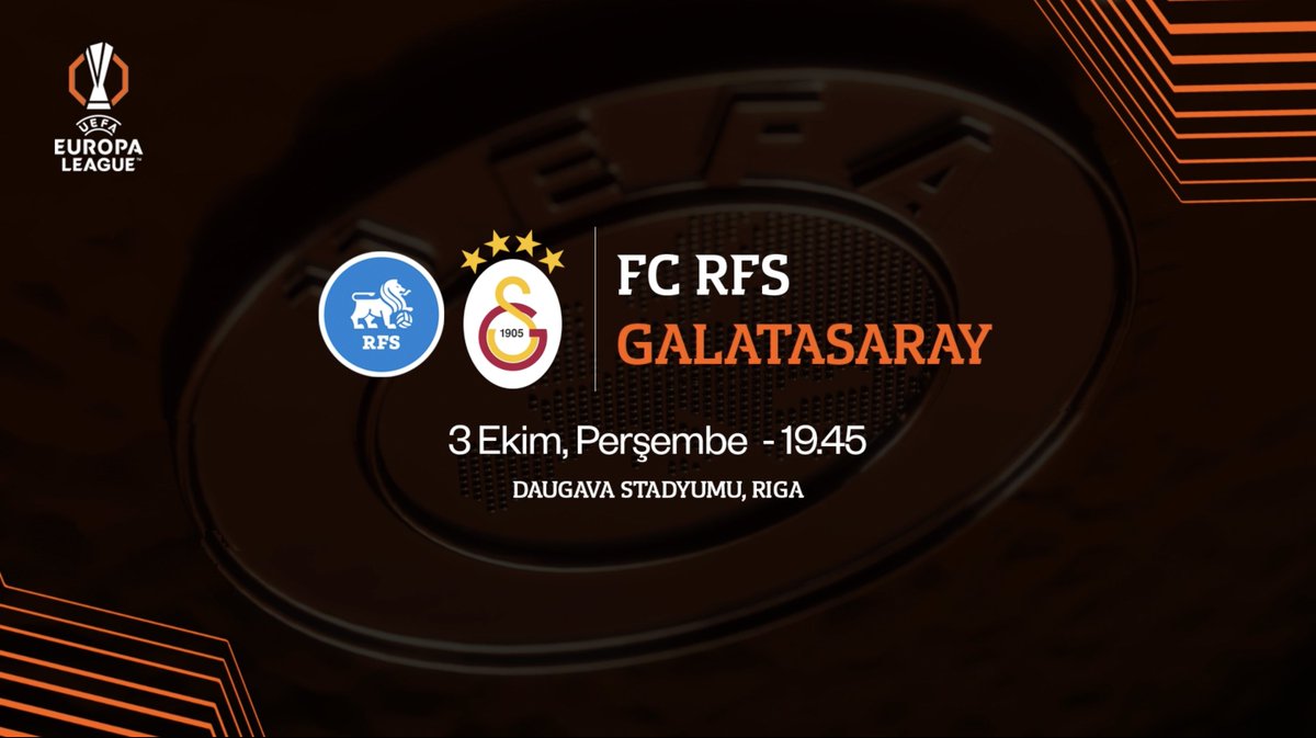 #BugünGünlerdenGALATASARAY 💪 🏆 UEFA Avrupa Ligi 🗓️ Lig Aşaması 2. Maç ⚽ FC RFS 📆 03.10.2024 ⏰ 19.45 🏟️ Daugava Stadyumu, Riga 📲 #RFSvGS