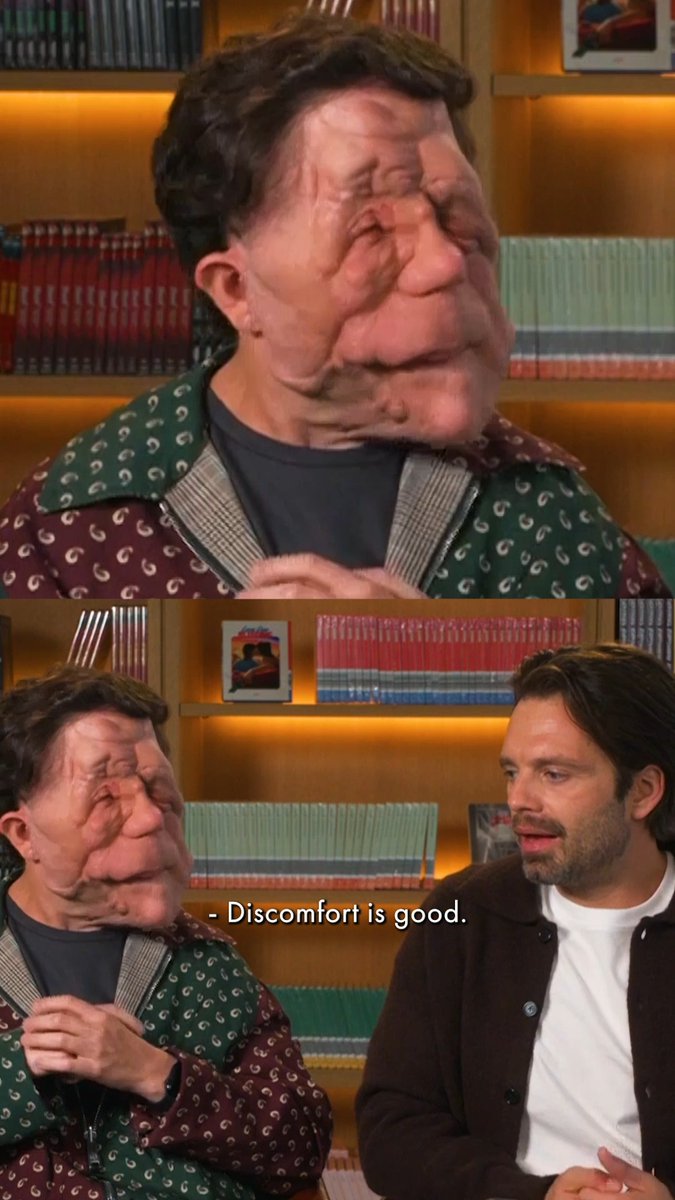 Sebastian Stan and Adam Pearson, stars of A24's A DIFFERENT MAN, hope viewers reflect on identity, discomfort, and self-perception after watching the film.