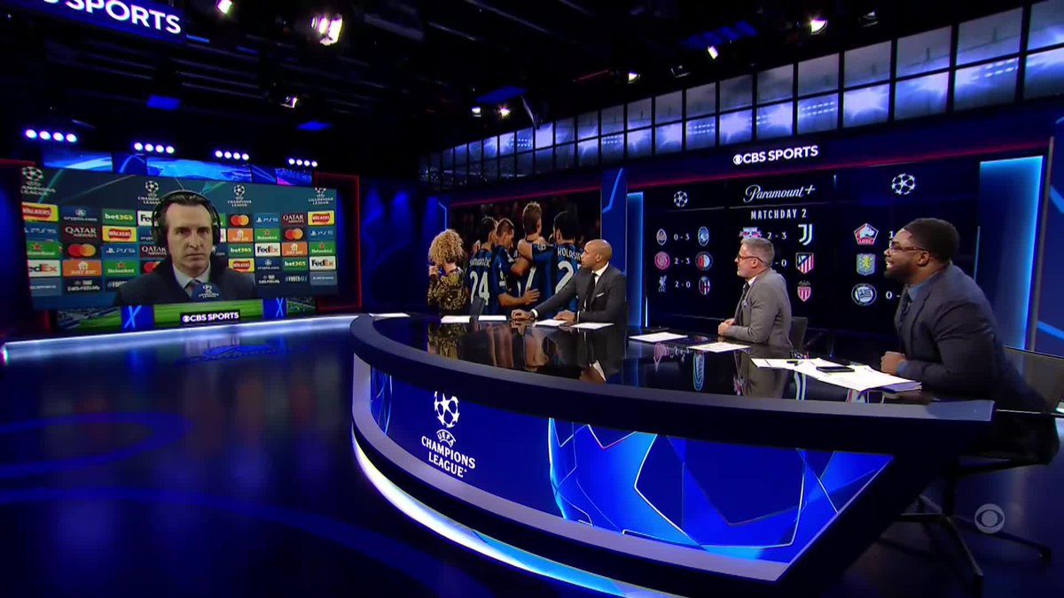 "The King of Aston Villa." 👑 Fresh off the back of a historic win, Unai Emery joins the #UCLToday crew to talk the win against Bayern 👇