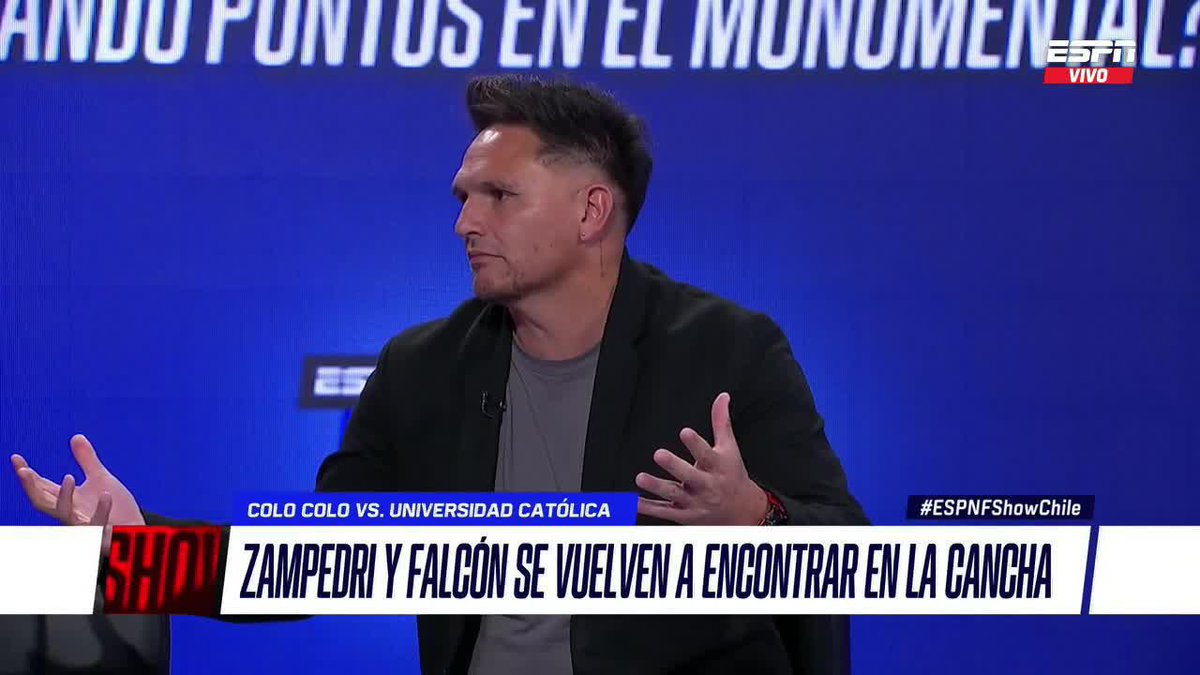 "NO ME GUSTA LO QUE DIJO FALCÓN... DENTRO DE LA CANCHA, AHÍ ES DONDE SE HABLA" #ESPNFShowChile rafaolarra19 y las declaraciones de "Peluca" con respecto a la chance de que Zampedri pueda anotar y romper el récord en el Clásico entre #ColoColo y #UCatólica.