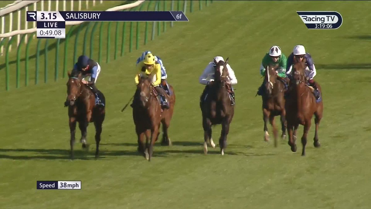 3⃣ out of 3⃣ The unbeaten Bob Mali is wayward late on but still gets the job done in the Salisbury Racecourse feature. ⬛️🟦 Ollie Sangster | James Doyle | British EBF
