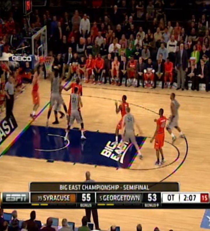 3/15/13: CJ with the head tap on the Hoyas in OT CJ Fair #ThrowdownThursday #TBT