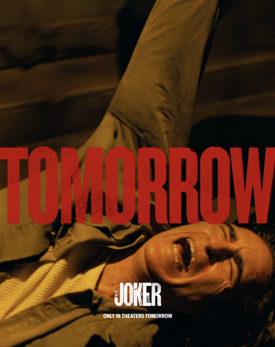 TOMORROW. Joker: Folie à Deux - only in theaters and @imax. Get tickets now. #JokerMovie #FilmedForIMAX