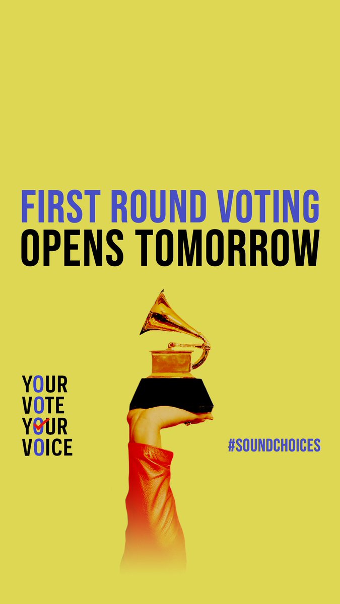 📣 First round voting for the 67th #GRAMMYs opens tomorrow! 🎶 The GRAMMY is the only music award voted on and determined by music creators themselves: voters must be artists, songwriters, producers, engineers, or composers to participate. #SoundChoices