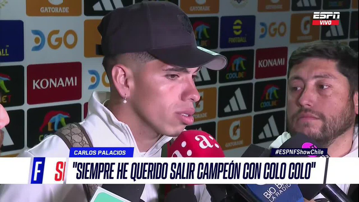 "HE DUDADO (IR A LA SELECCIÓN)" #ESPNFShowChile Carlos Palacios: "Me ponen entre la espada y la pared... Siempre he querido salir campeón en #ColoColo y, ahora que está en las manos, es difícil tomar una decisión, porque uno siempre quiero defender a su país".