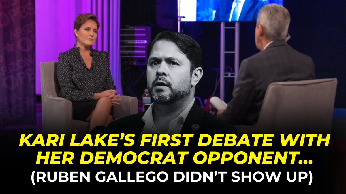 WATCH: Kari Lake’s First Debate With Her Democrat Opponent… But He Didn’t Show Up! Ruben refused to debate, but sent his Liberal PBS "Moderator" to fill his shoes... What do you think about this? Let me know & PLEASE SHARE! ⤵️