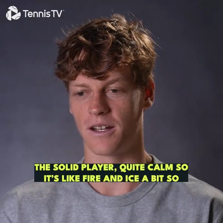 Jannik Sinner says Carlos Alcaraz &amp; him are like fire and ice: “On the court, we are different. He’s the one who brings the firepower, the hotshots, he involves the crowd. I’m more like the solid player, quite calm. It’s like fire &amp; ice. 🔥🧊