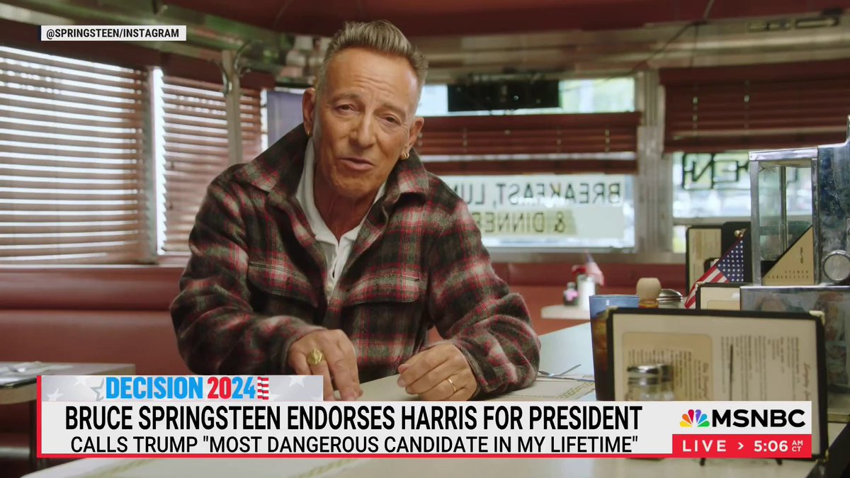 'Donald Trump is the most dangerous candidate for president in my lifetime': Bruce Springsteen endorses Harris for president in new video