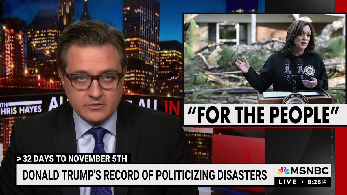 .Chris Hayes: "You don’t have to love Joe Biden and Kamala Harris to see that they really have an idea of what it means to work for the public interest. But you have to be blind to pretend Donald Trump has any real interest in anything other than his own weird and broken ego."