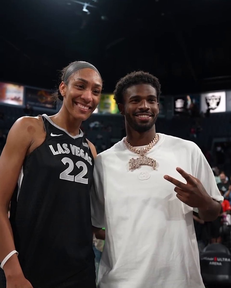 A'ja Wilson linked up with Shedeur Sanders and Mark Davis after the Aces' victory over the Liberty 🔥