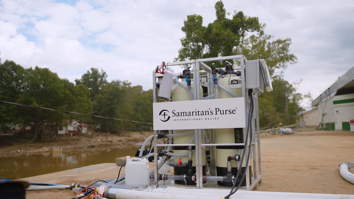 Samaritan's Purse is providing clean drinking water to the Swannanoa, NC community after #HurricaneHelene. With contaminated water sources, power outages, and clean water shortages, emergency water treatment systems play a critical role in our Hurricane Helene response efforts. If you, or someone you know, is in need in the Swannanoa area, please visit our water station or contact us at 833-747-1234 for assistance with home damages. To learn more and get involved please visit: