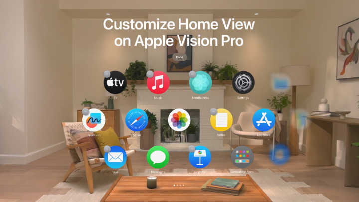 Pinch and hold an app until it jiggles, then move it to a new spot in your Home View. Here’s how to customize Home View on Apple Vision Pro in #visionOS2.
