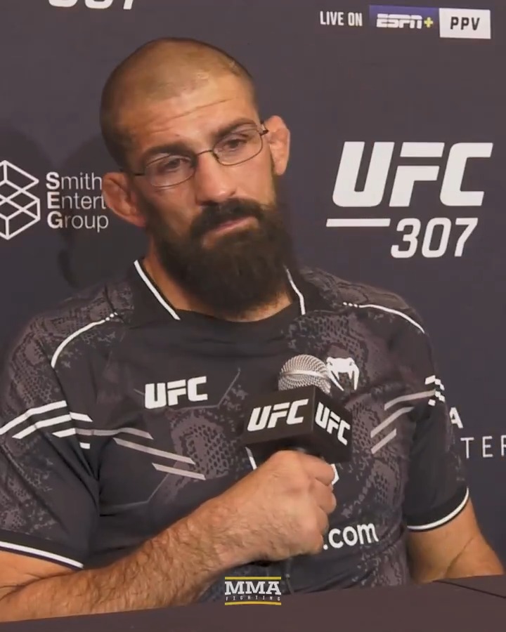 Court McGee fights back tears after his win at #UFC307: "My biggest accomplishment in life is I didn't drink or use today. Not the big win."