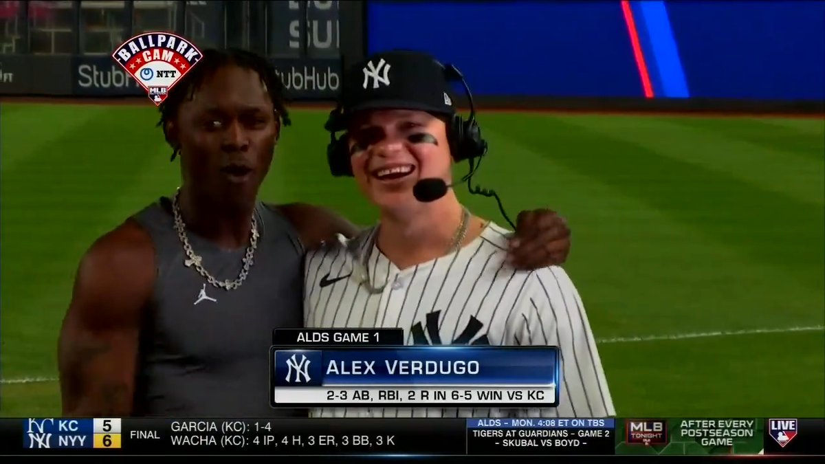 "I'm ready for this moment, man." Alex Verdugo joins #MLBTonight after the New York Yankees win to discuss his great night, but has an early exit to celebrate with the team 😅