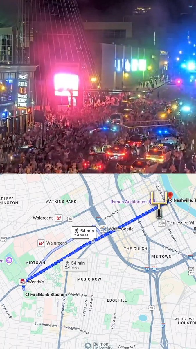 The Vandy goalpost traveled almost 3 miles to get to the Cumberland River 🔥😳 From tearing it down to ending up in the river it only took Vanderbilt Football fans a little over an hour to get the job done 🤯