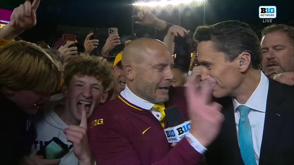 The postgame interview is absolutely electric. Tonight was the full P.J. Fleck experience.