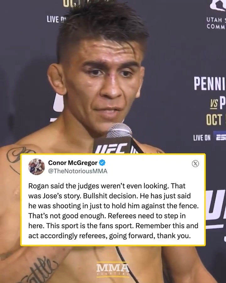 Mario Bautista has a fiery response for Conor McGregor after his win over Jose Aldo at #UFC307: "Conor can kiss my ass. … Shut up."
