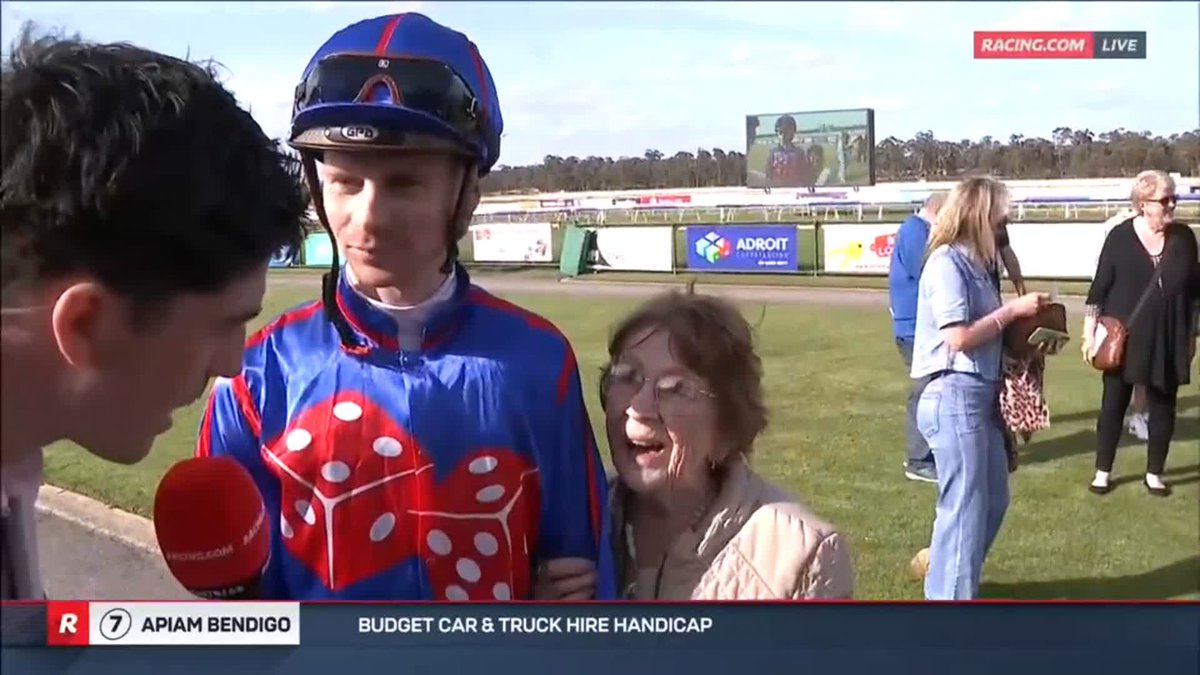 .Jye McNeil had a bit of company in his jockey interview 🤣 He got the best out of Sacramental in the Penultimate 💪 Stow Australia