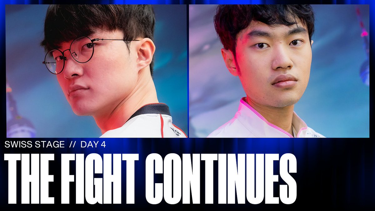 LEARNING FROM LOSSES: It's day 4 of the #Worlds2024 Swiss Stage, with ICONIC matchups between the remaining 1-1 teams! ⚔ TOPESPORTS vs FNATIC ⚔ Bilibili Gaming vs T1 LoL ⚔ @psgtalonlol vs FlyQuest ⚔ Weibo Gaming TapTap vs G2 League of Legends